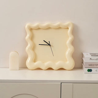 Puffy Frame Square Wave Clock  Wall Clock