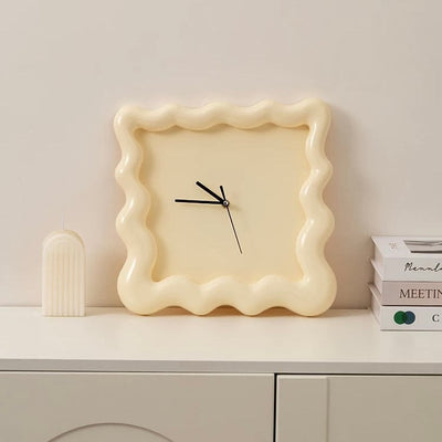 Puffy Frame Square Wave Clock  Wall Clock