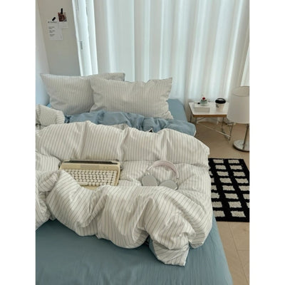Blue pinstripe pattern duvet cover set bed cover all seasons year-round