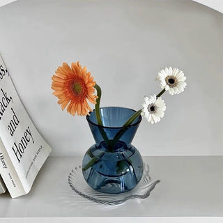 2way Blue Glass Candle Holder Vase