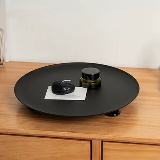 Legged Monotone Large Iron Round Tray  Cosmetic Storage
