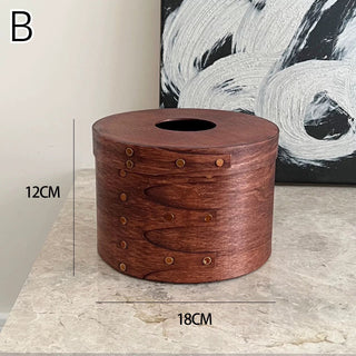 Shaker Box Natural Round Tissue Case  Wood