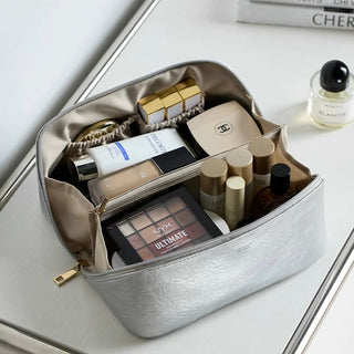 Simple Leather Large Capacity Cosmetic Storage Pouch  Travel Pouch