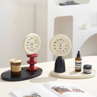 Round Clock with Tray   Table Clock Decorative Object