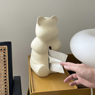 Bear motif ceramic tissue case