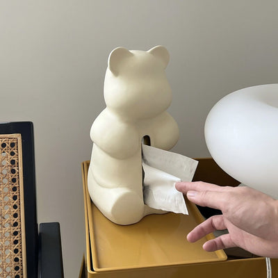 Bear motif ceramic tissue case