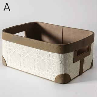 Leather Jacquard Storage Box  Basket Accessory Case