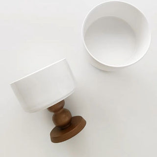 Wood Legged Ceramic Mini Trinket Box