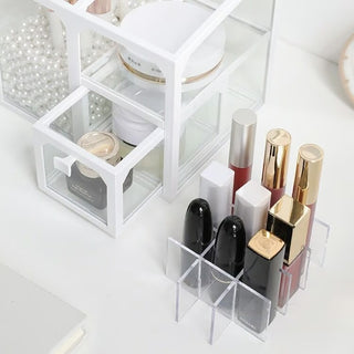 piece set Clear White Cosmetic Storage Box
