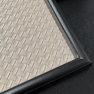 Intrecciato Rectangular Wood Frame Leather Tray