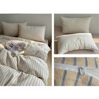 Mixed Color Stripe Cotton Duvet Cover Set  All Season