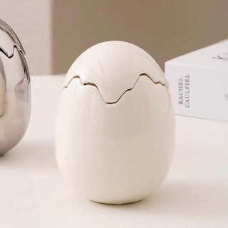 Egg motif ceramic trinket box egg storage