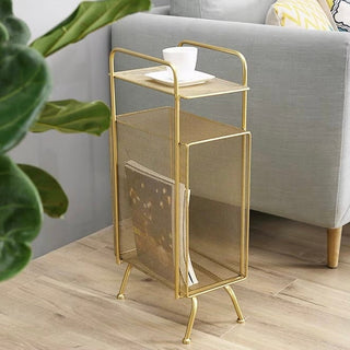 Iron Mesh Storage Magazine Rack Side Table