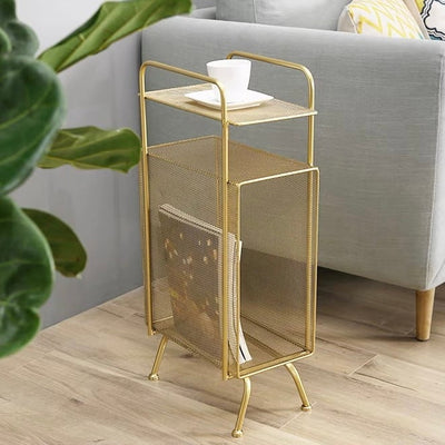 Iron Mesh Storage Magazine Rack Side Table