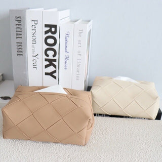 Braided-look faux leather simple tissue cover