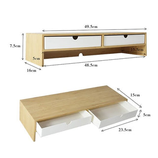 Bamboo Drawer Monitor Stand Storage Rack