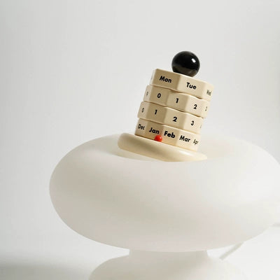 Wood Monotone Rotating Perpetual Calendar Desktop Wooden Desk Calendar