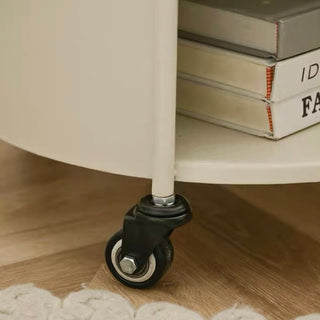 Castered Iron Cylindrical Two-Tier Side Table