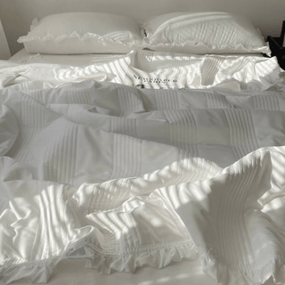 Summer comforter frilled washed cotton duvet cover set  2 sizes