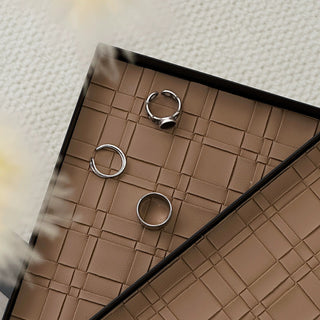 Legged Iron Frame Woven Leather Rectangular Tray