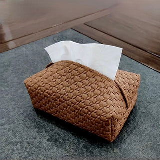 Brown Braided-Style Faux Leather Tissue Case  Tissue Cover