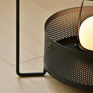 Iron Glass Round Side Table  Low Table with Storage