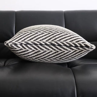 Black Herringbone Pattern Cushion Cover 45x45 Monotone