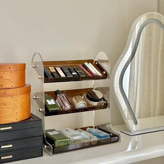 Acrylic Clear Slanted Three-Tier Cosmetic Storage Rack Perfume Storage