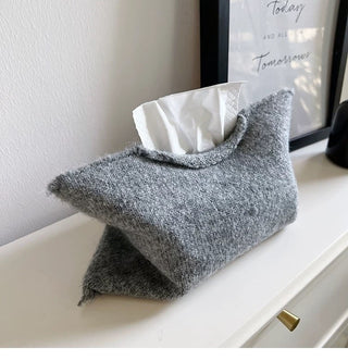 Gray Simple Knit Tissue Case Tissue Cover