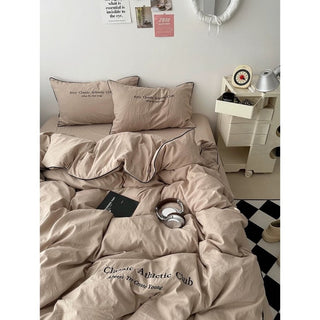 Plain Piping Lettering Duvet Cover Set