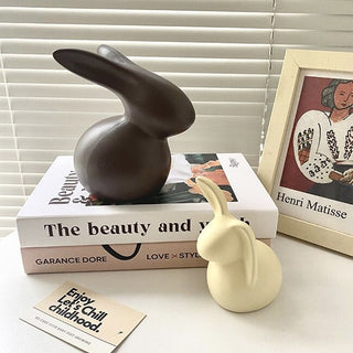 Set of 2  Rabbit Motif Ceramic Object Figurine