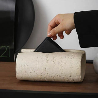 Travertine-style tissue casein  resin tissue box