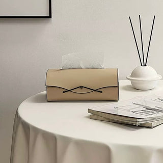 Side Wood Faux Leather Simple Tissue Case