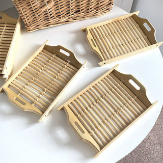 Bamboo Rectangular Tray with Handles Small Item Container