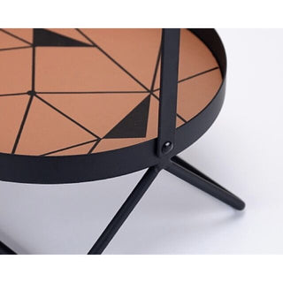 Single-tier round tray with handlein  storage rack