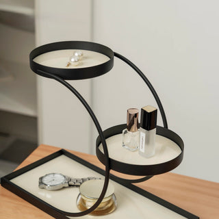Black Frame Curved Storage Three-Tier Tray Rack