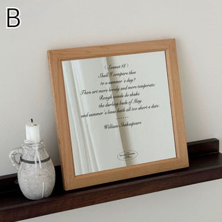 Wood Frame Square Lettering Mirror  Mirror Tray Art