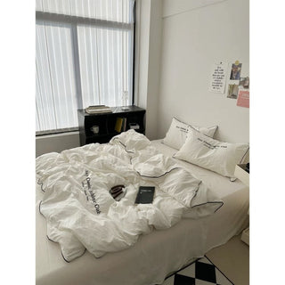 Plain Piping Lettering Duvet Cover Set