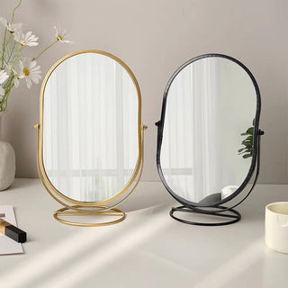 Adjustable Angle Oval Tabletop Mirror Mirror with Stand