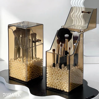 Clear Color Pearl Brush Stand  Storage Box