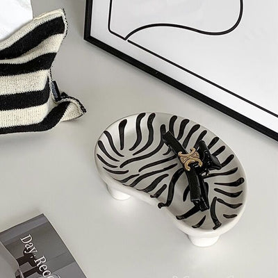 Zebra print with legs wave-shaped accessory tray