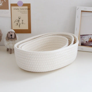 Rope braided storage baskets piece set