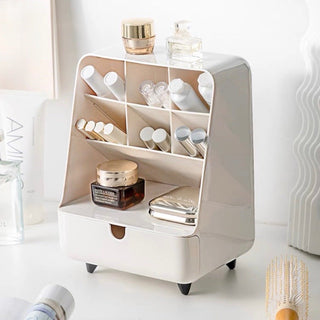 Compact cosmetic storage box with legs brush stand