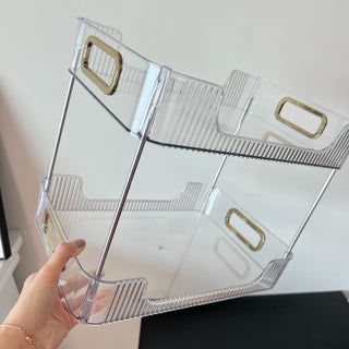 Clear Stripe Pattern Tier Cosmetic Storage Rack