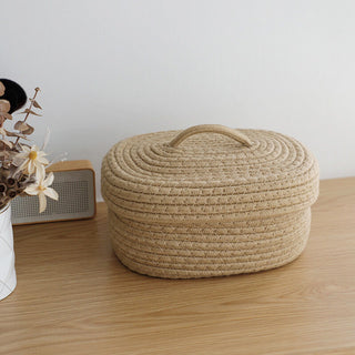 Rope Braided Small Item Storage Basket with Lid