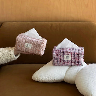 Pink Mix Tweed Tissue Case  Tissue Cover