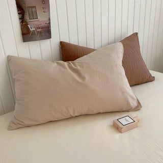 Beige Mix Color Solid Cotton Duvet Cover Set  Bed Cover All Season