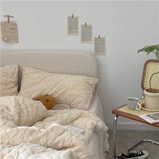 Cable pattern Milk velvet winter duvet cover set