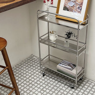 19cm wide Stainless steel slim storage rack wagon with casters