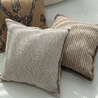 Brown Mix Embroidered Stripe Cushion Cover  45 x 45 cm